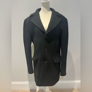 Club Monaco Black Knit Pea Coat Womens Size XL